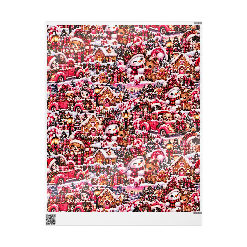 Pink Christmas Magic Wrapping Paper – Snowmen, Reindeer & Holiday Cheer