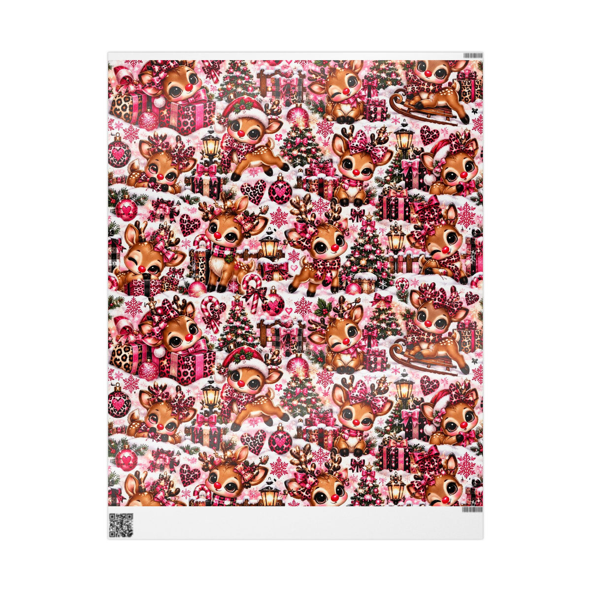 Pink Leopard Reindeer Christmas Wrapping Paper – Rudolph’s Glam Holidays