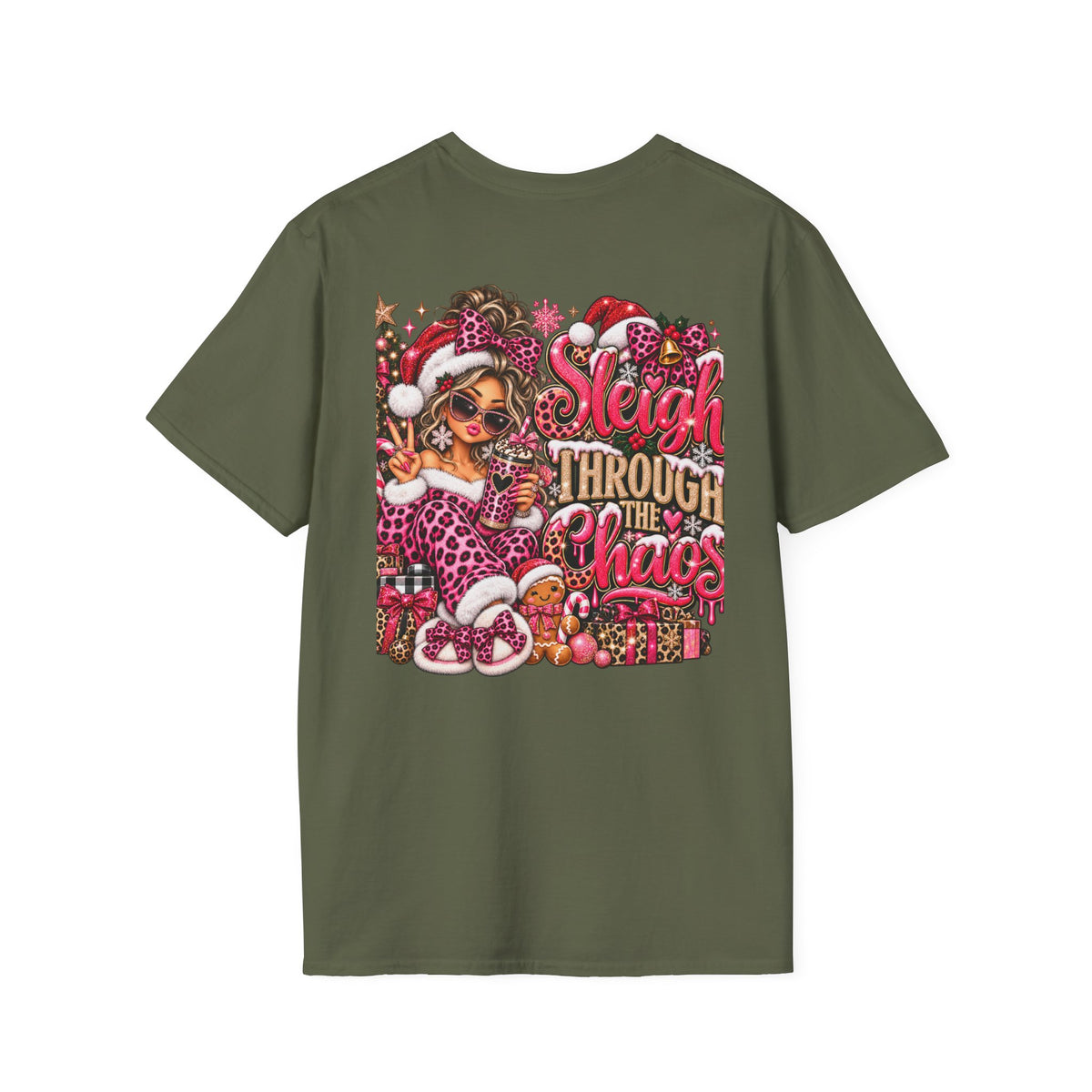 Christmas Sleigh Through the Chaos Holiday T-Shirt