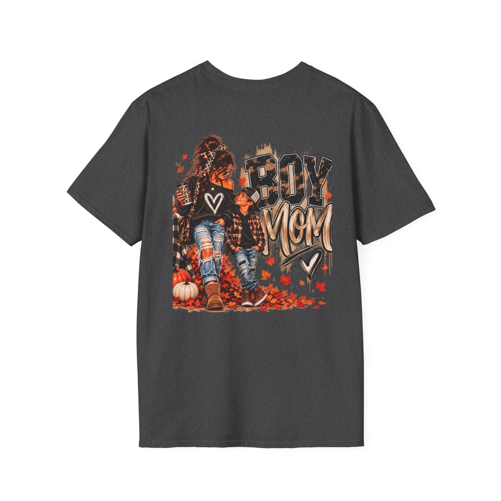 Boy Mom T-Shirt – Autumn Leaves Pumpkin Fall Graphic Tee