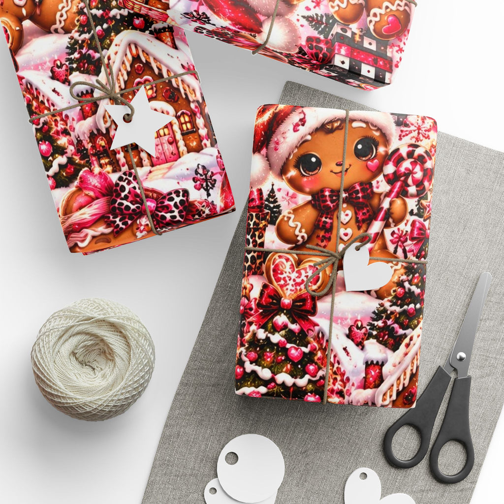 Sweet & Sassy Gingerbread Christmas Wrapping Paper – Pink Leopard Holiday