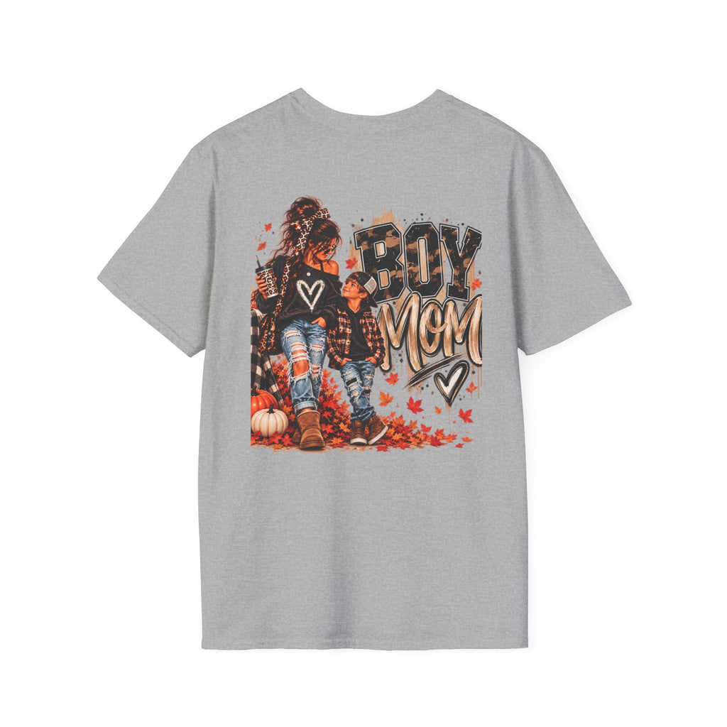 Boy Mom T-Shirt – Autumn Leaves Pumpkin Fall Graphic Tee