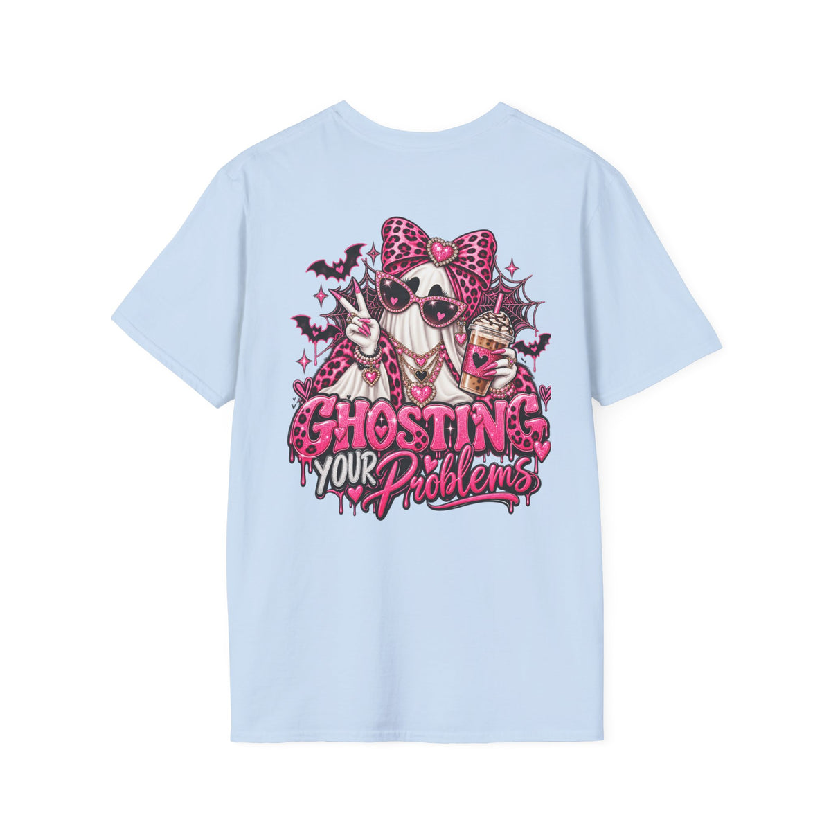 Ghosting Your Problems Pink Bow Ghost T-Shirt