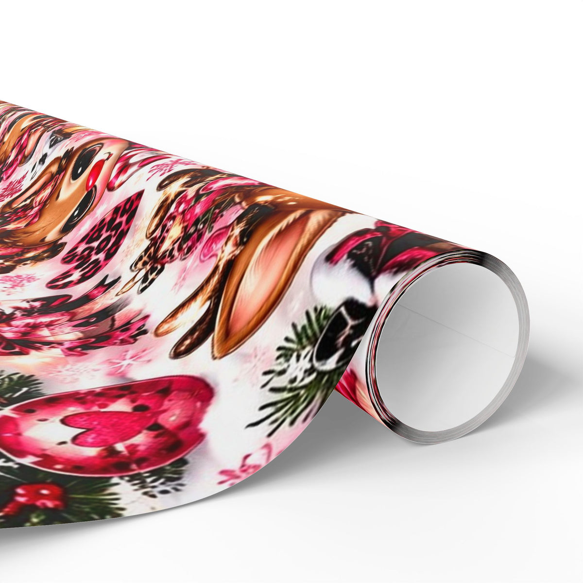 Pink Leopard Reindeer Christmas Wrapping Paper – Rudolph’s Glam Holidays