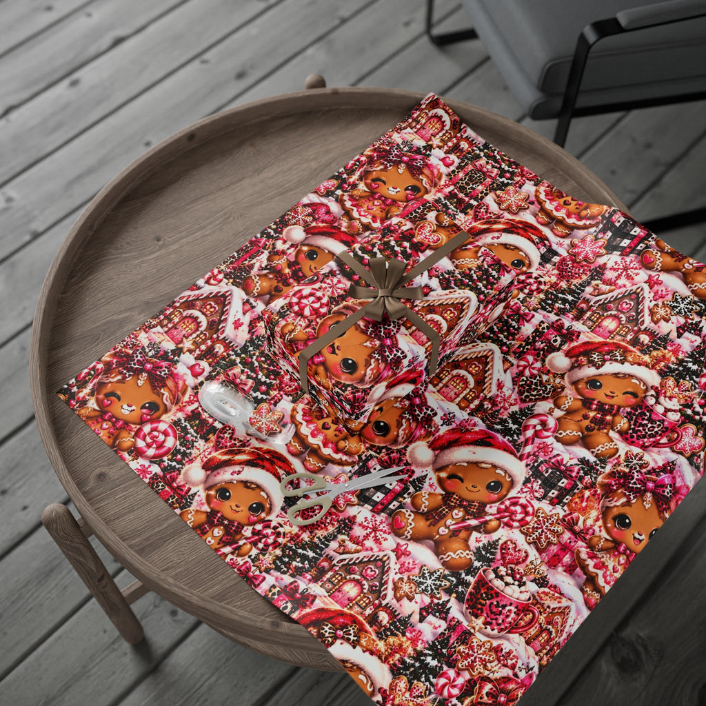 Sweet & Sassy Gingerbread Christmas Wrapping Paper – Pink Leopard Holiday
