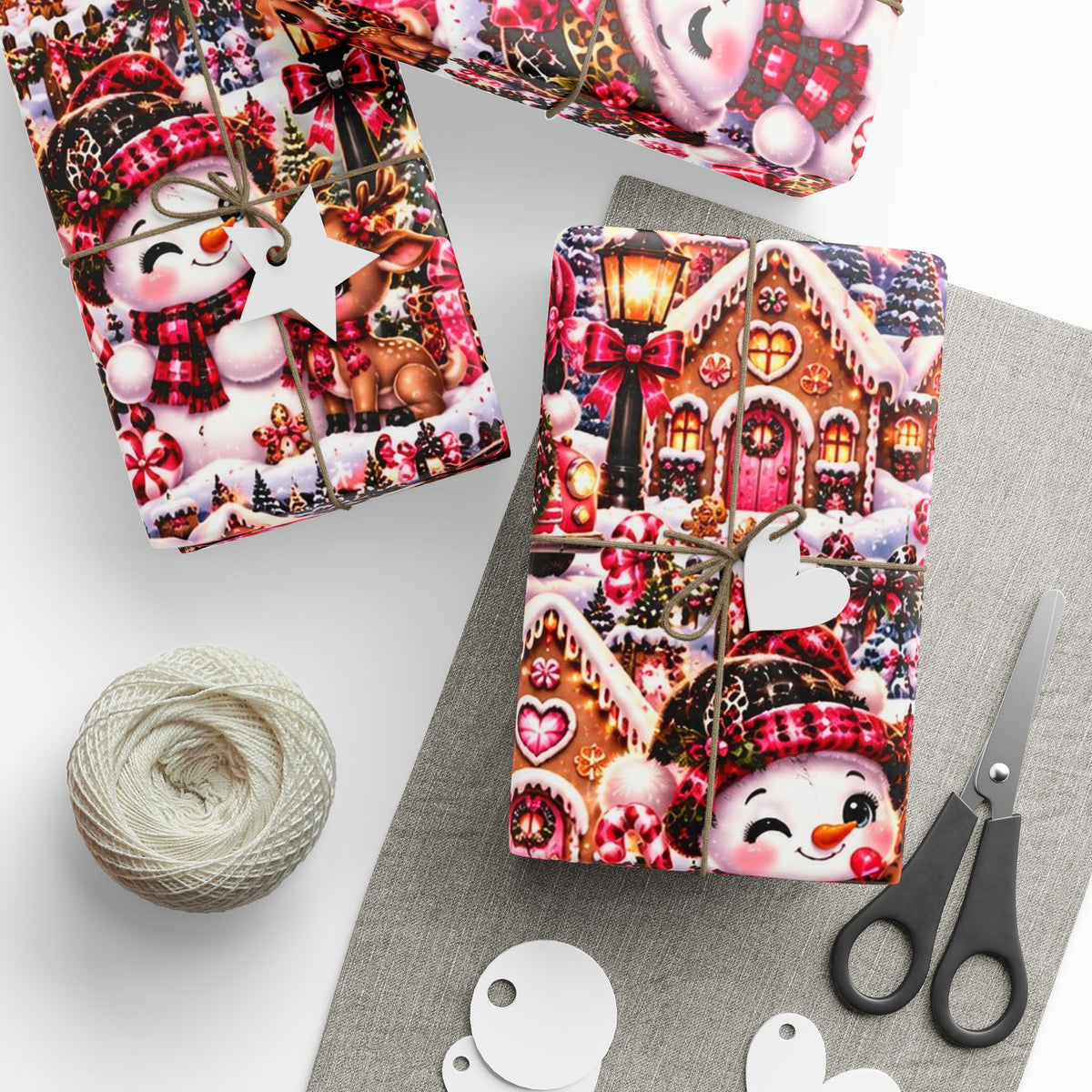 Pink Christmas Magic Wrapping Paper – Snowmen, Reindeer & Holiday Cheer