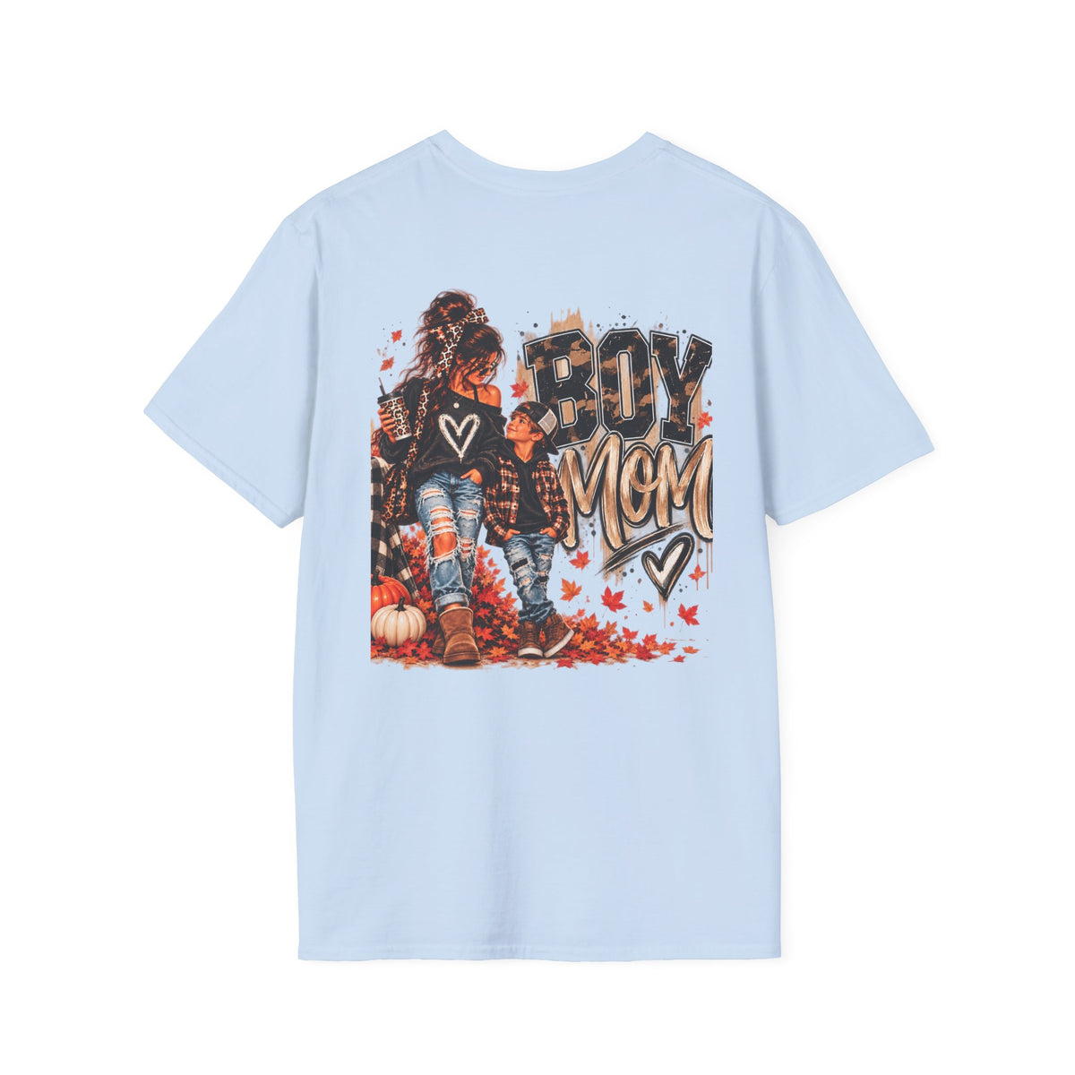 Boy Mom T-Shirt – Autumn Leaves Pumpkin Fall Graphic Tee