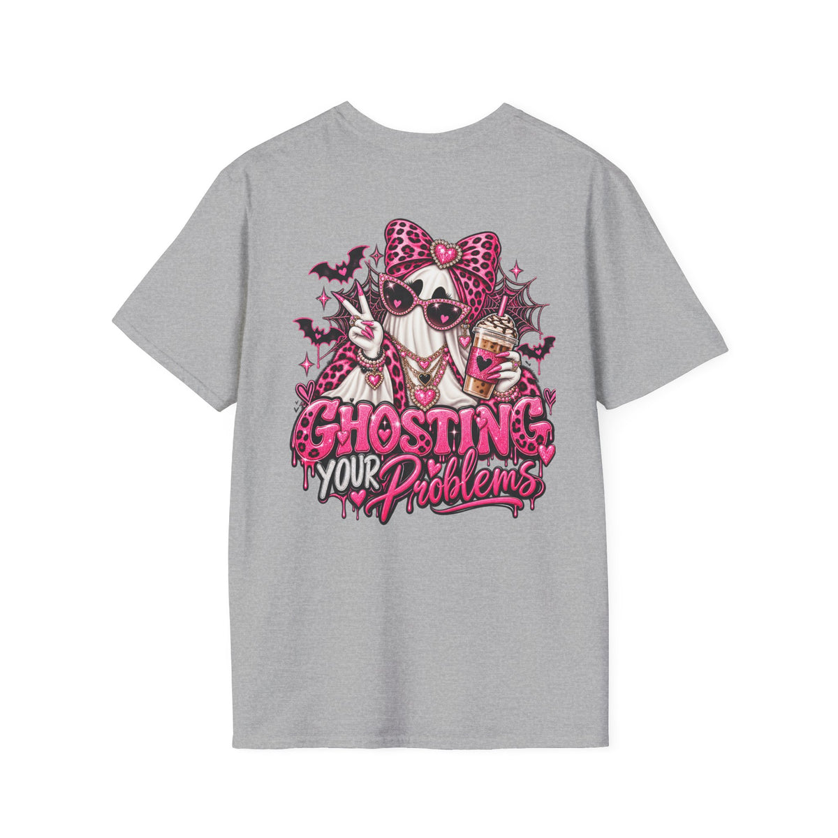 Ghosting Your Problems Pink Bow Ghost T-Shirt