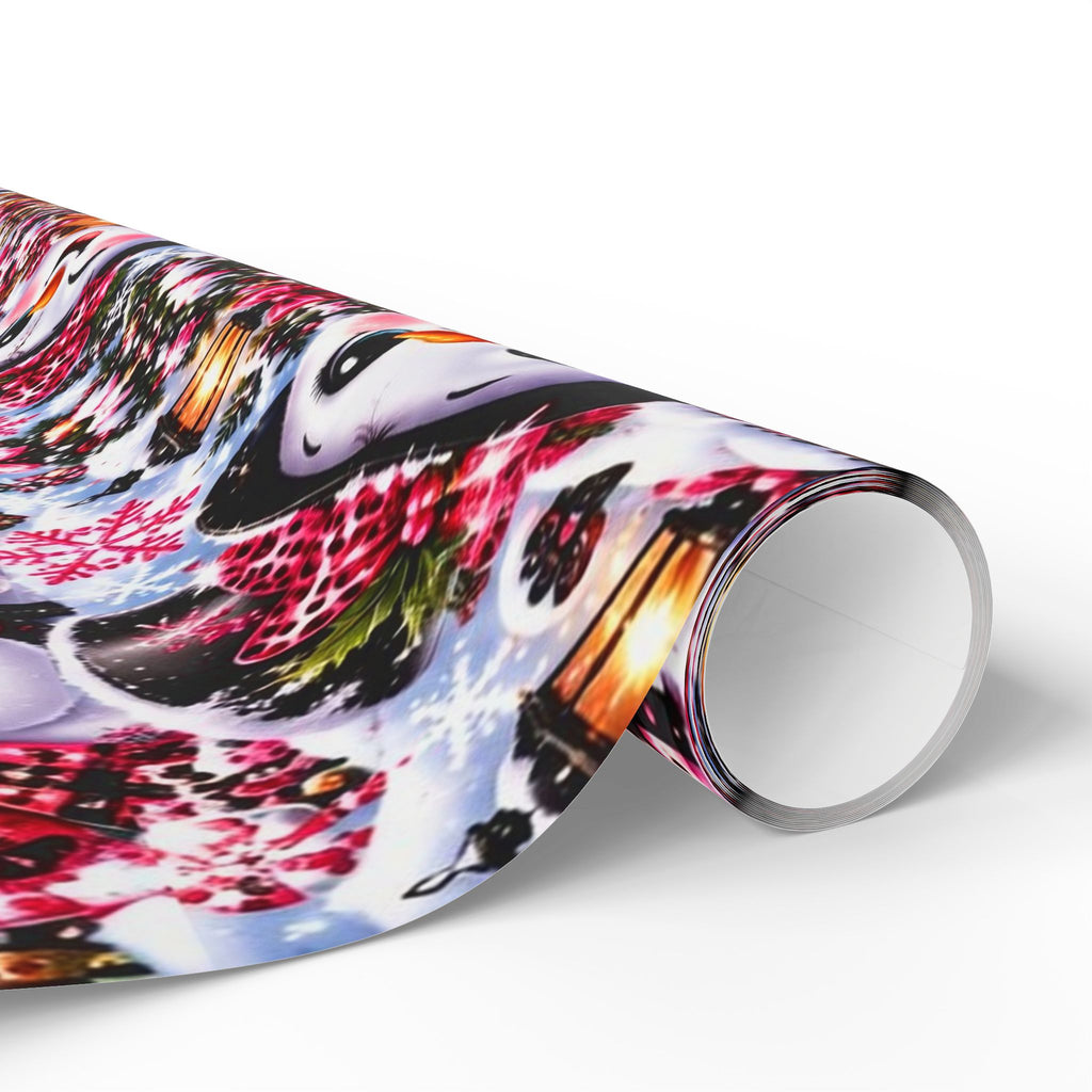 Pink Leopard Snowman Christmas Wrapping Paper – North Pole Magic
