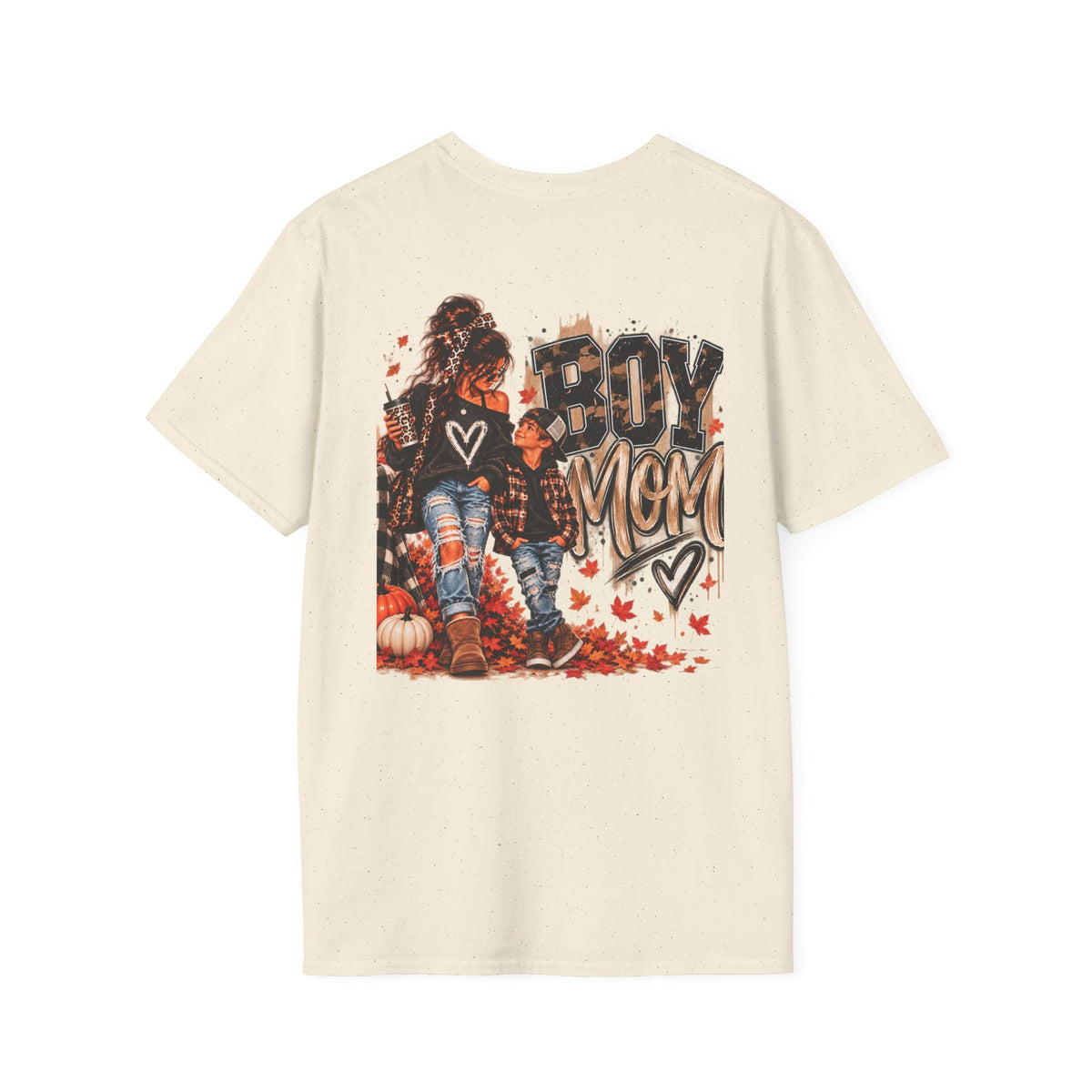 Boy Mom T-Shirt – Autumn Leaves Pumpkin Fall Graphic Tee