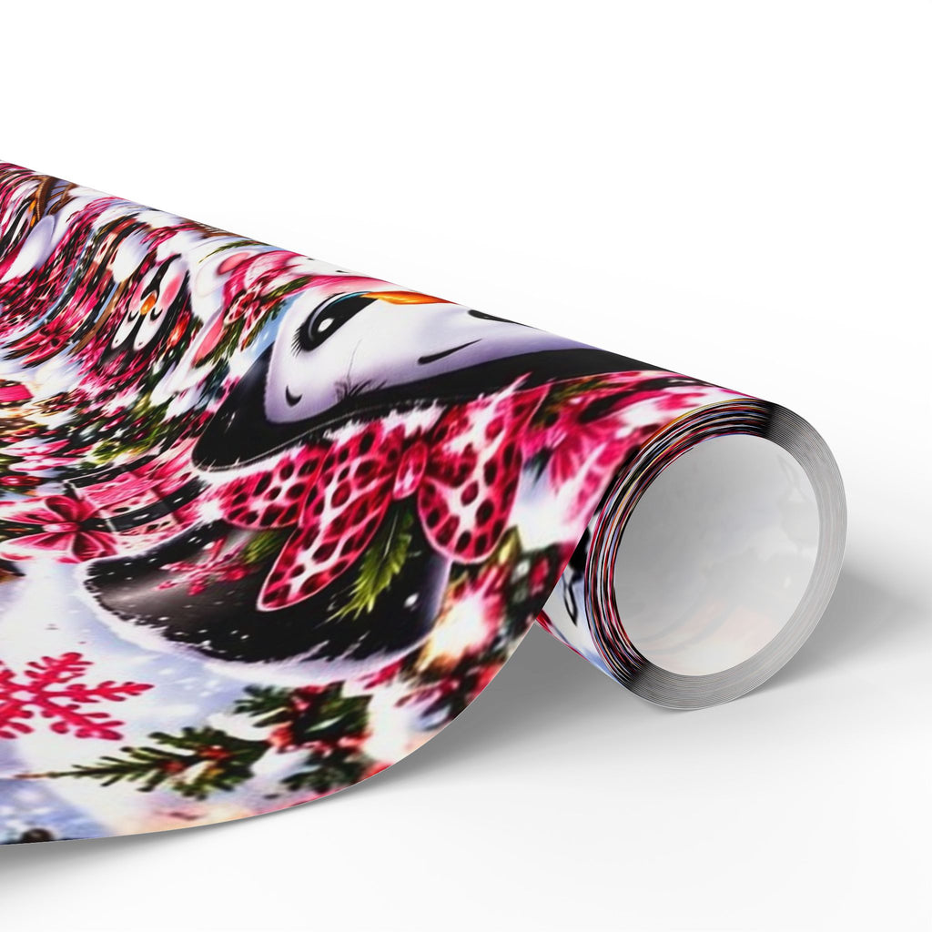 Pink Leopard Snowman Christmas Wrapping Paper – North Pole Magic