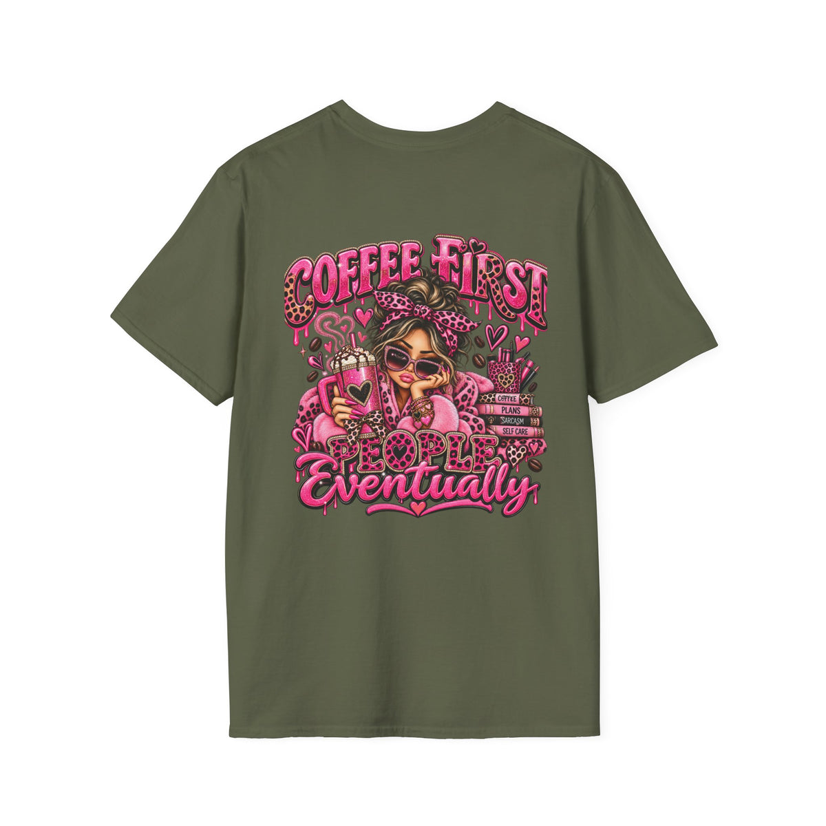 Coffee First, People Eventually Pink Coffee Lover T-Shirt