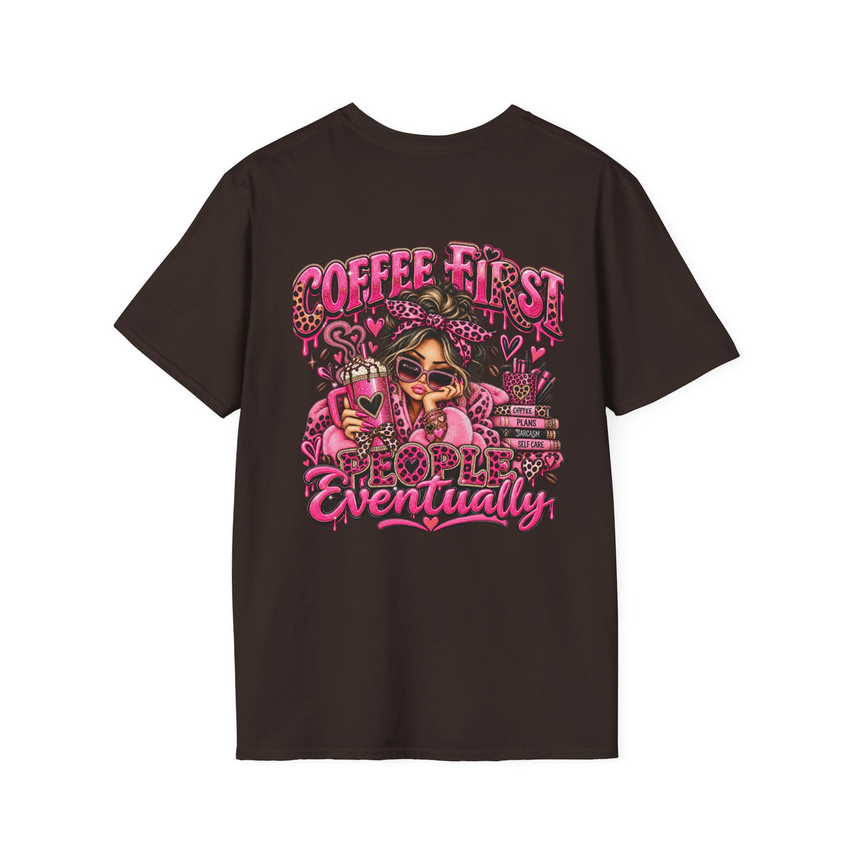 Coffee First, People Eventually Pink Coffee Lover T-Shirt