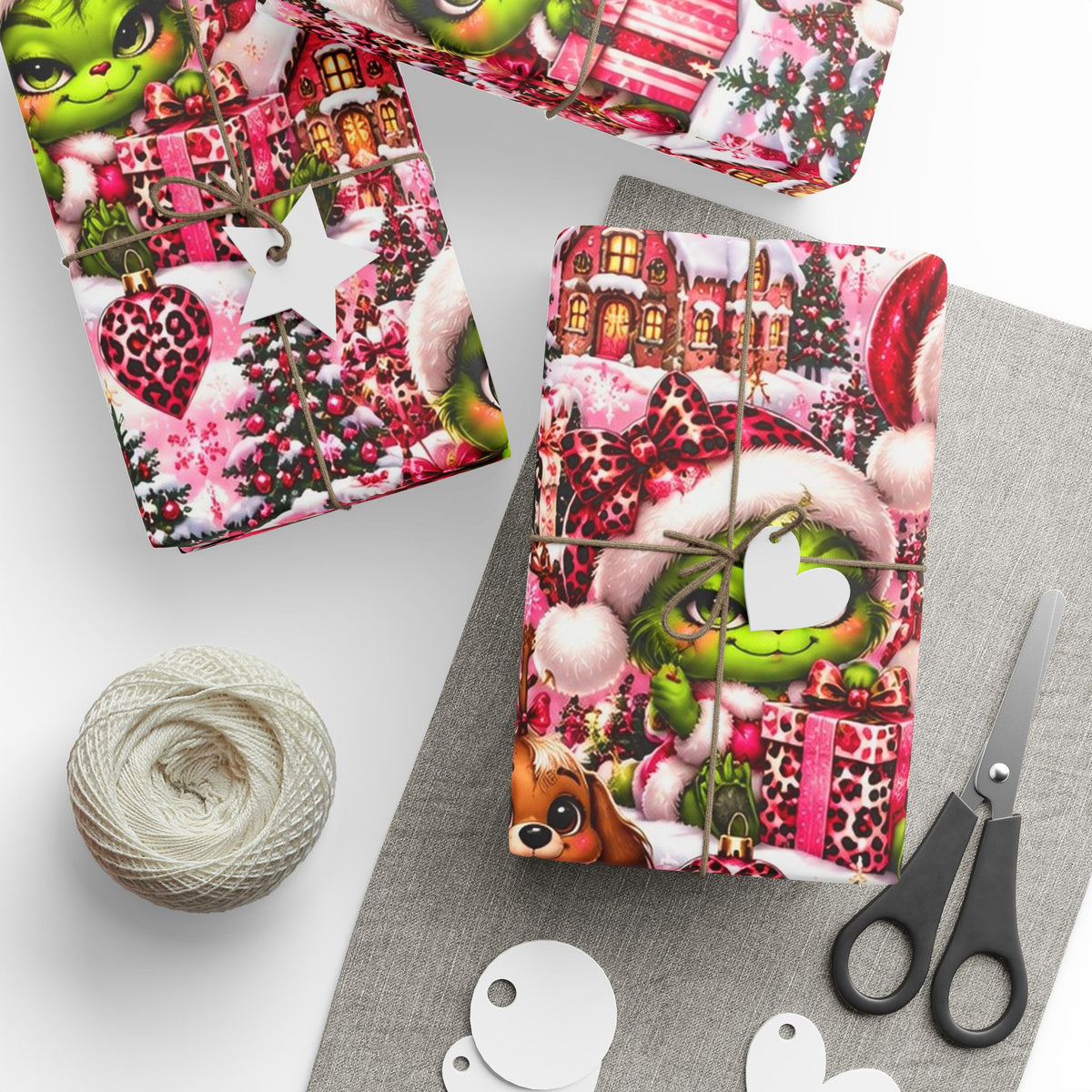 Merry Mischief Pink & Leopard Christmas Wrapping Paper