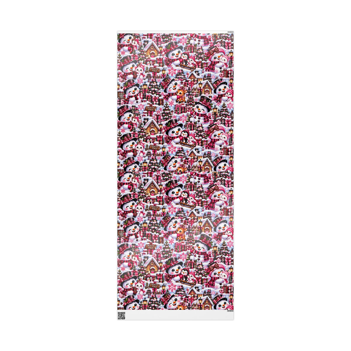 Pink Leopard Snowman Christmas Wrapping Paper – North Pole Magic