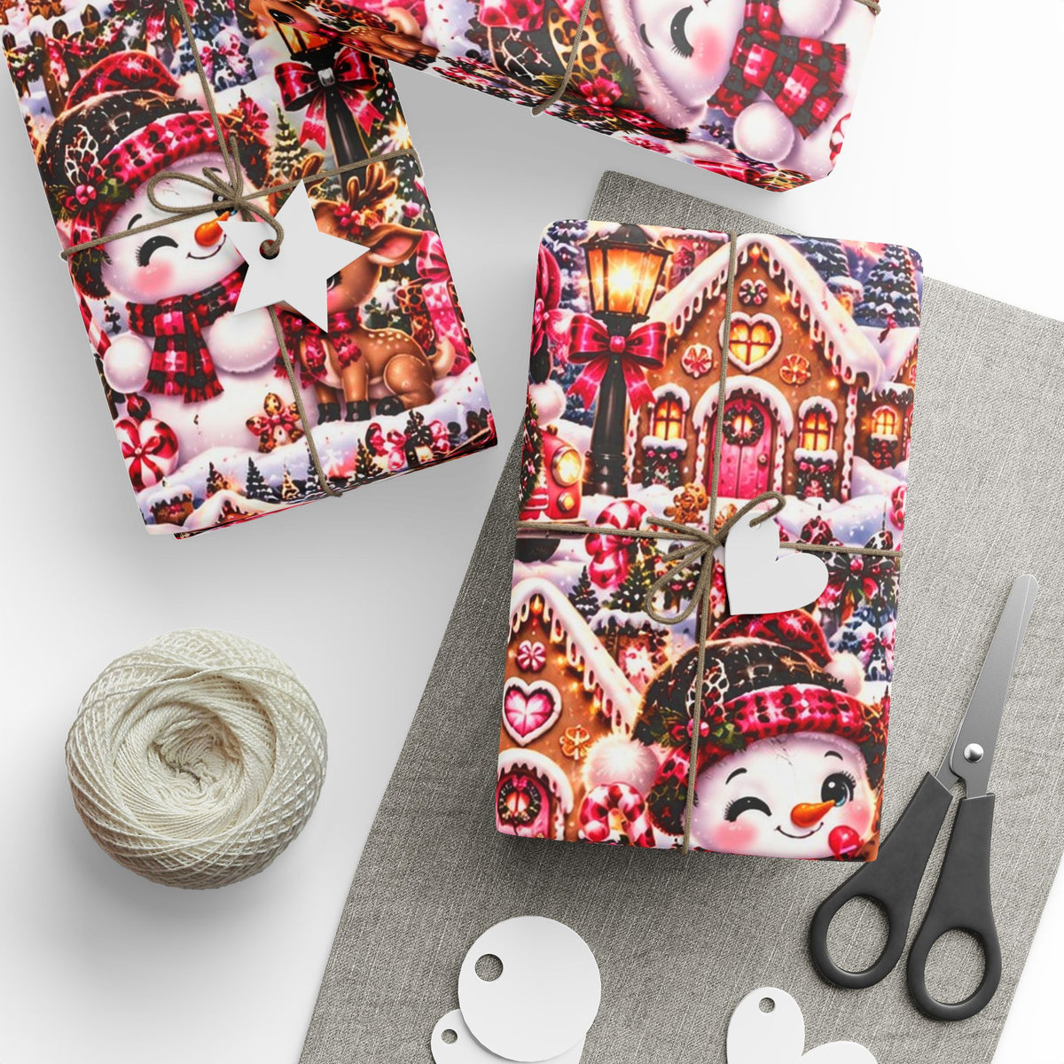 Pink Christmas Magic Wrapping Paper – Snowmen, Reindeer & Holiday Cheer