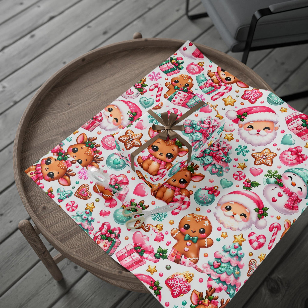 Sweet Christmas Wishes Pink & Mint Wrapping PaperWrapp
