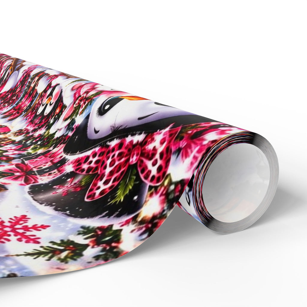 Pink Leopard Snowman Christmas Wrapping Paper – North Pole Magic