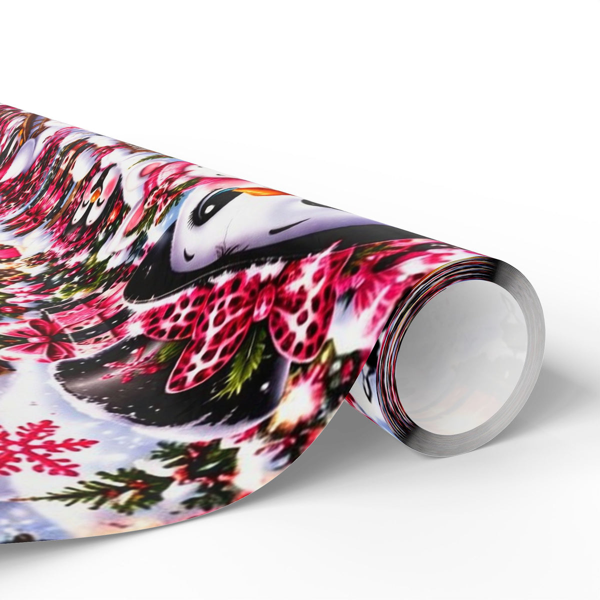 Pink Leopard Snowman Christmas Wrapping Paper – North Pole Magic