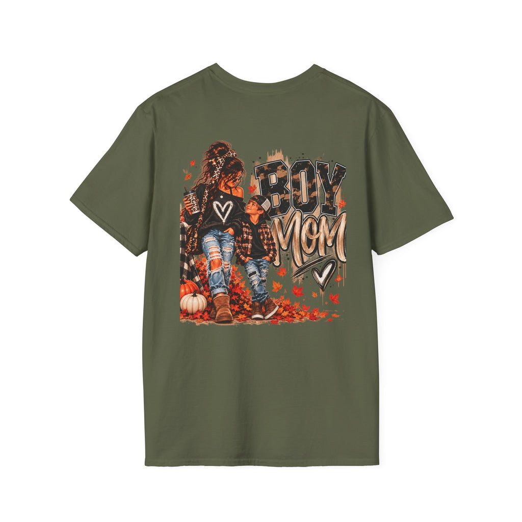 Boy Mom T-Shirt – Autumn Leaves Pumpkin Fall Graphic Tee