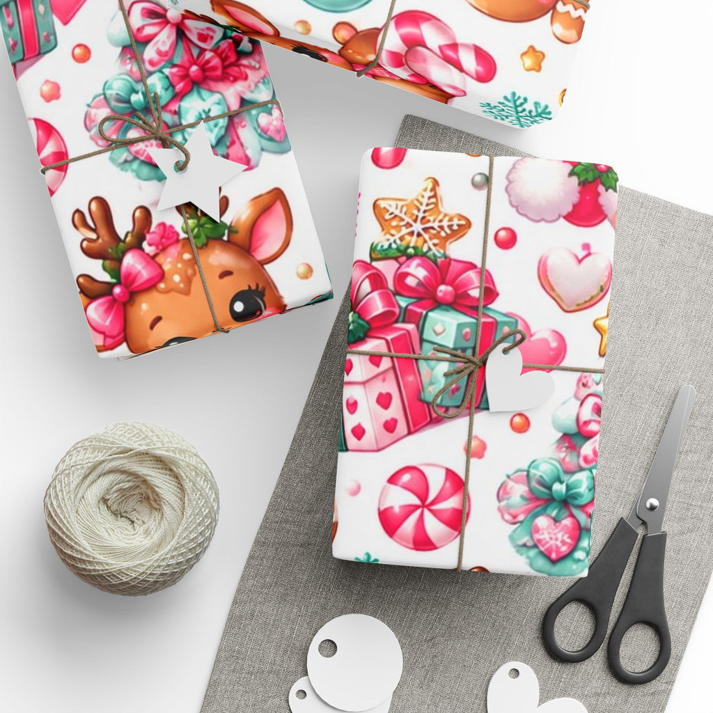 Sweet Christmas Wishes Pink & Mint Wrapping PaperWrapp