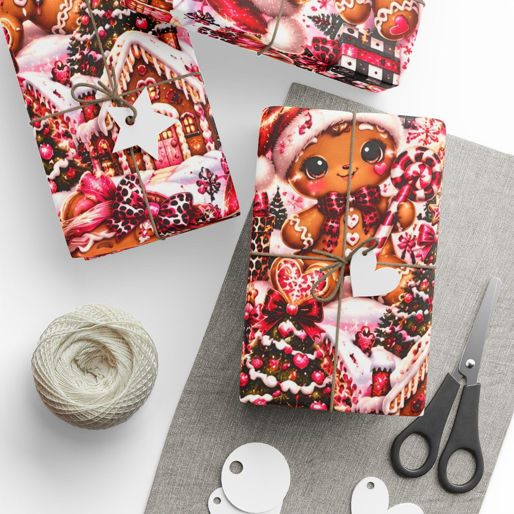 Sweet & Sassy Gingerbread Christmas Wrapping Paper – Pink Leopard Holiday