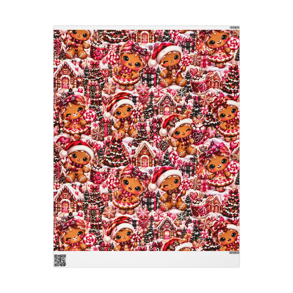 Sweet & Sassy Gingerbread Christmas Wrapping Paper – Pink Leopard Holiday