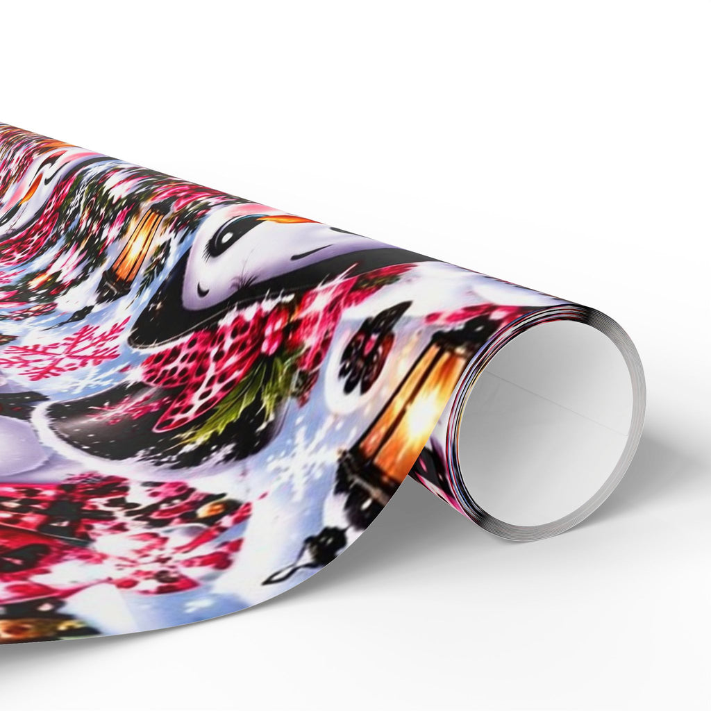 Pink Leopard Snowman Christmas Wrapping Paper – North Pole Magic