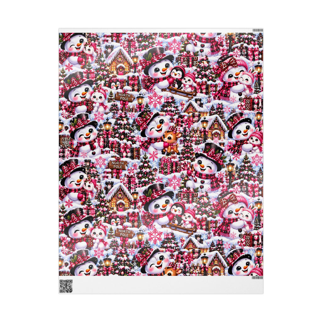 Pink Leopard Snowman Christmas Wrapping Paper – North Pole Magic