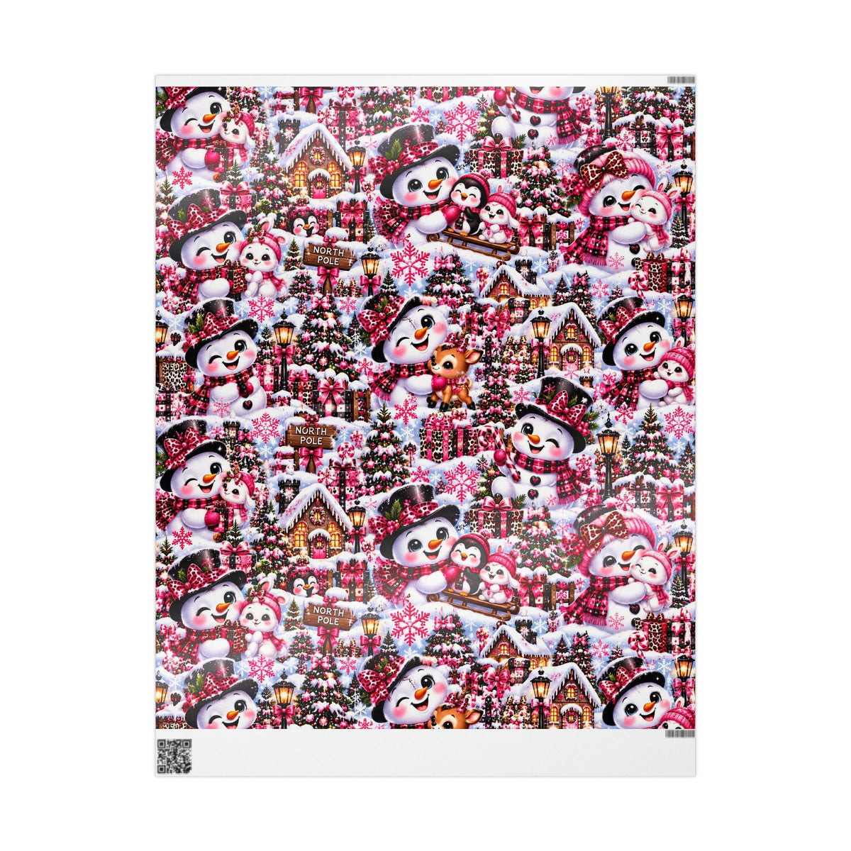 Pink Leopard Snowman Christmas Wrapping Paper – North Pole Magic