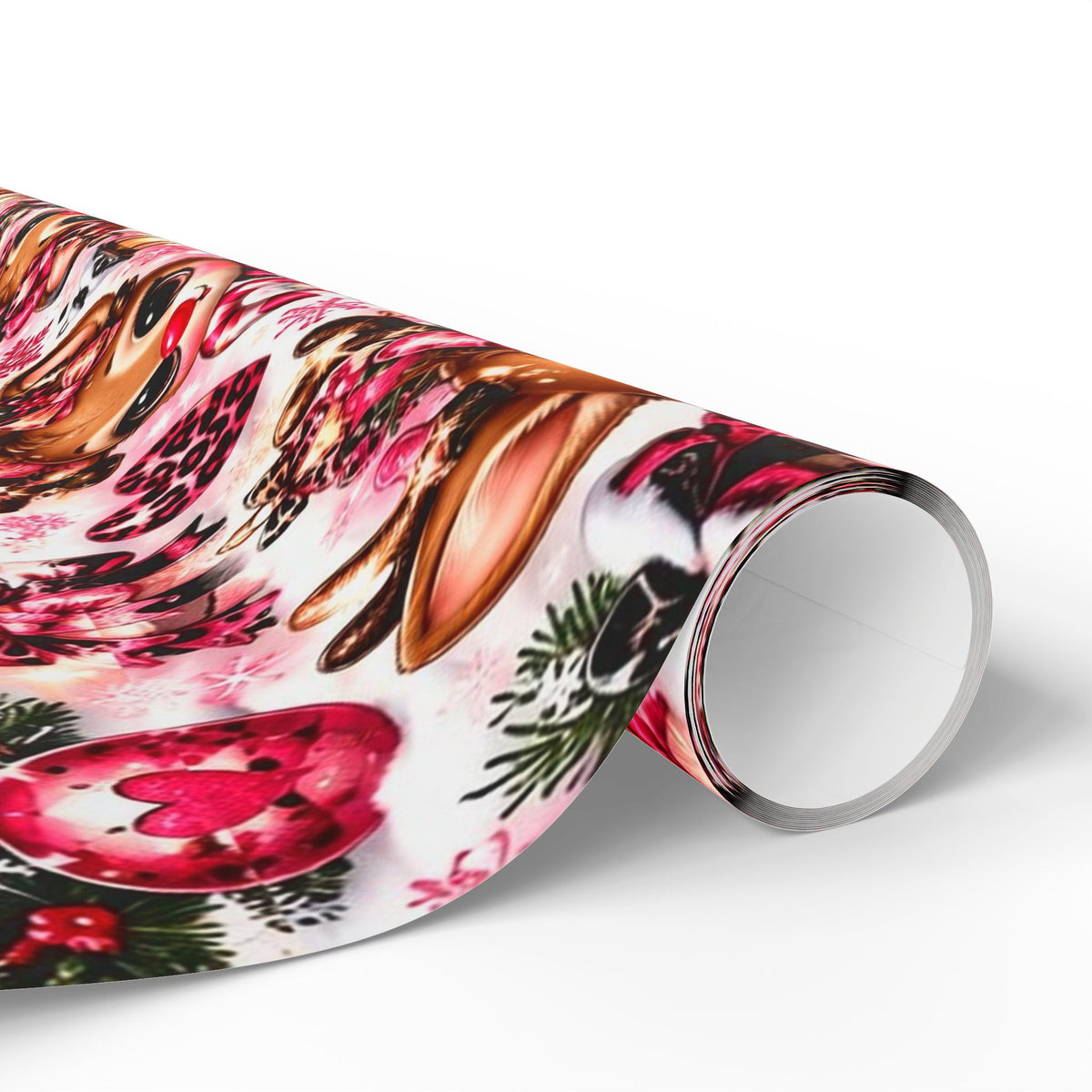 Pink Leopard Reindeer Christmas Wrapping Paper – Rudolph’s Glam Holidays