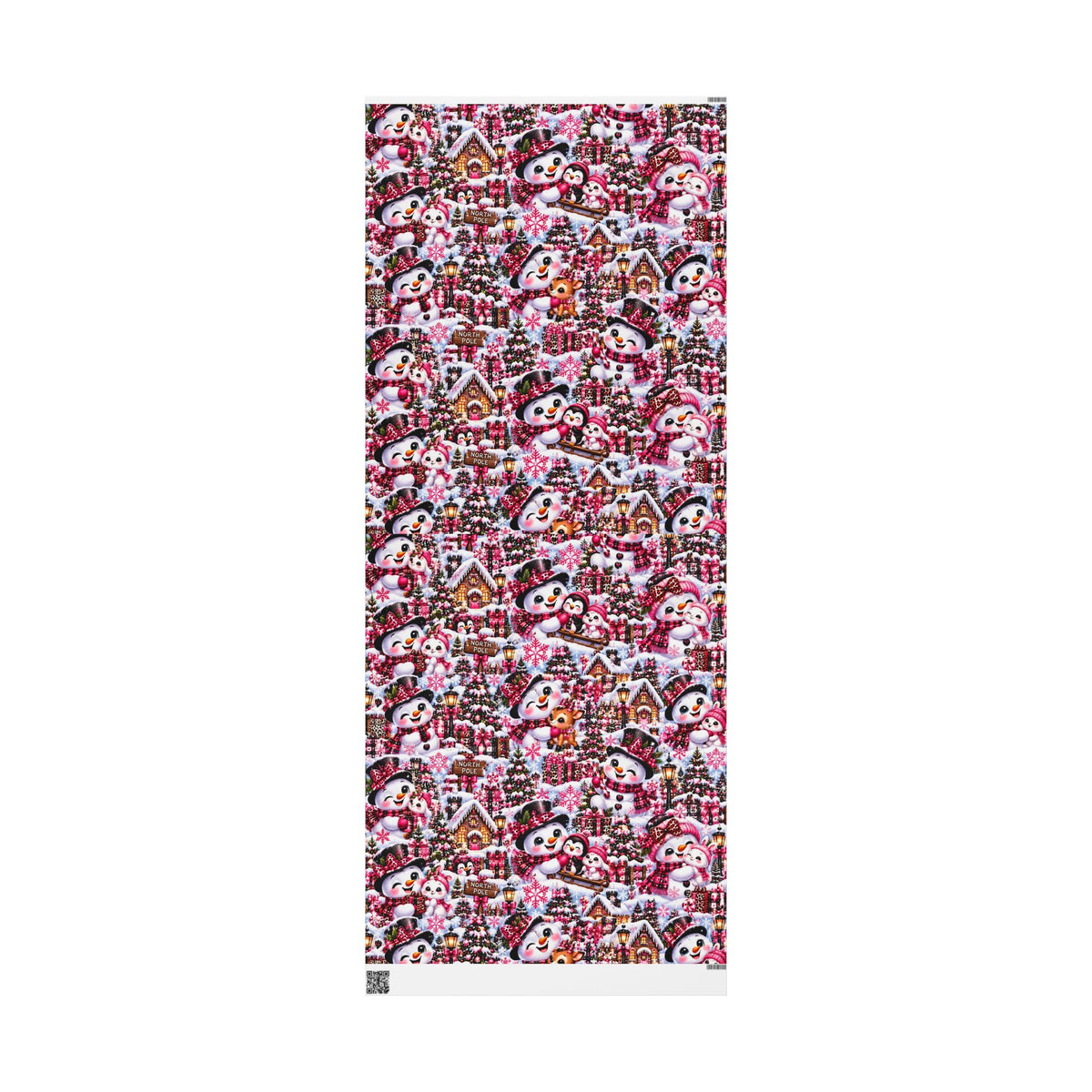 Pink Leopard Snowman Christmas Wrapping Paper – North Pole Magic