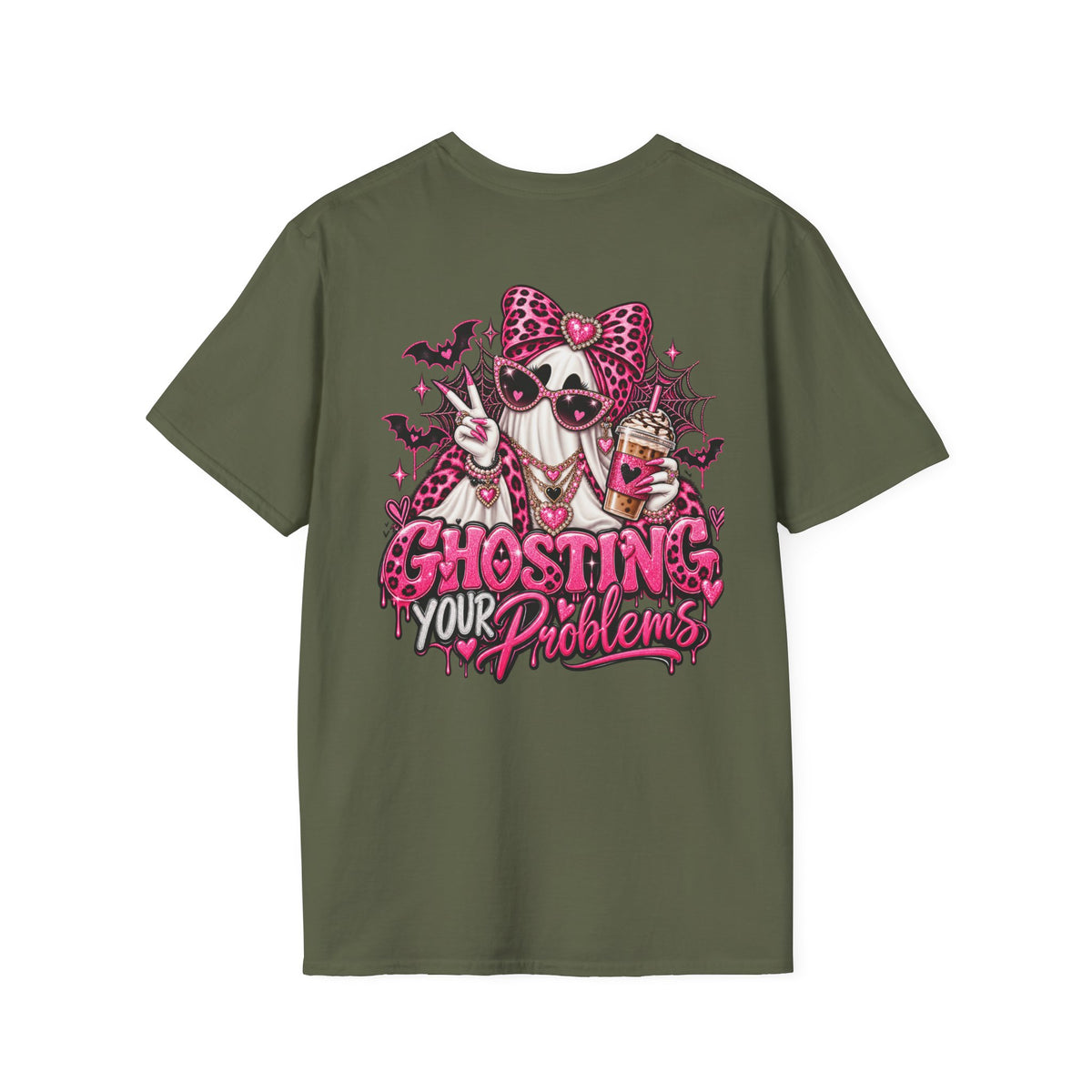 Ghosting Your Problems Pink Bow Ghost T-Shirt