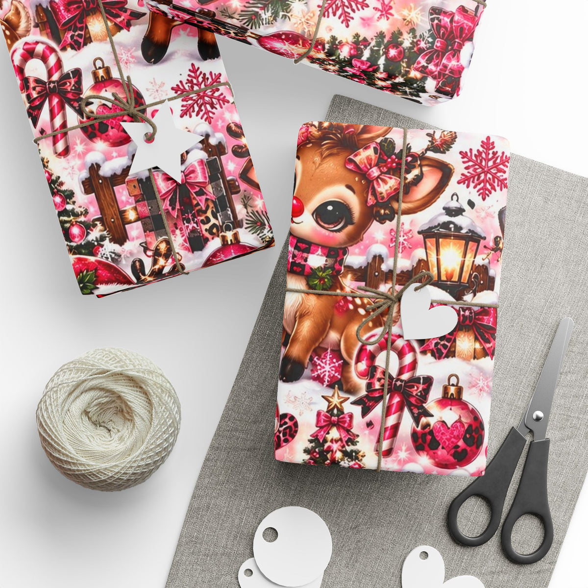 Pink Leopard Reindeer Christmas Wrapping Paper – Rudolph’s Glam Holidays