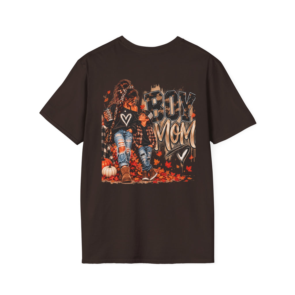 Boy Mom T-Shirt – Autumn Leaves Pumpkin Fall Graphic Tee