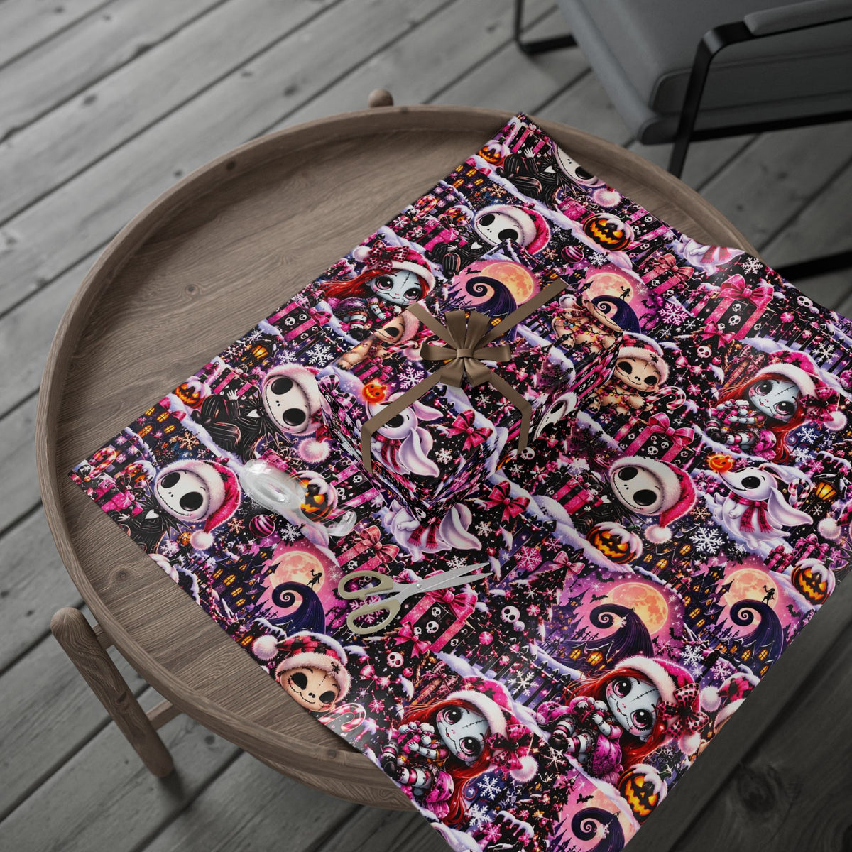 Pink Gothic Christmas Wrapping Paper – Merry & Spooky Holiday Magic