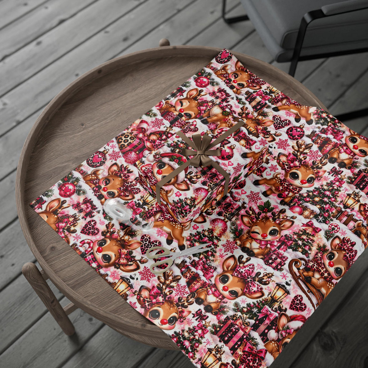 Pink Leopard Reindeer Christmas Wrapping Paper – Rudolph’s Glam Holidays