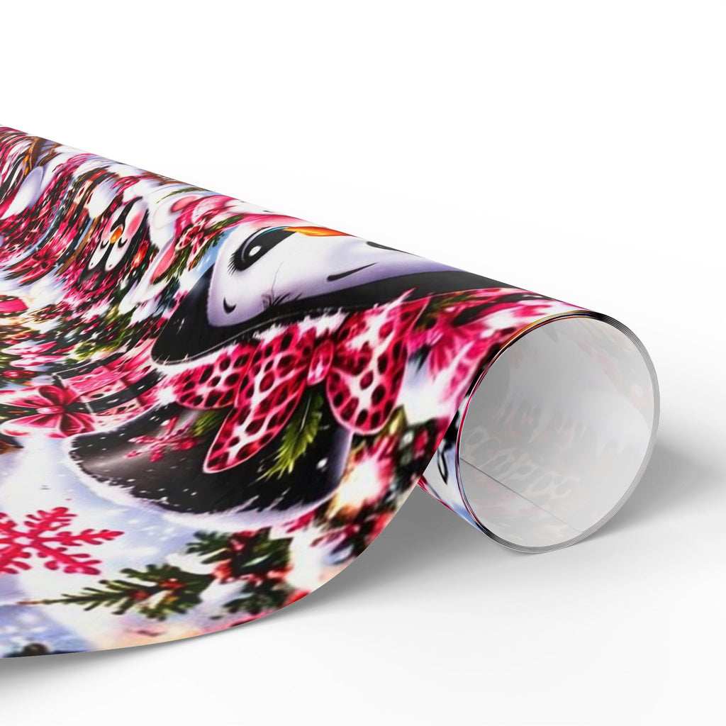 Pink Leopard Snowman Christmas Wrapping Paper – North Pole Magic