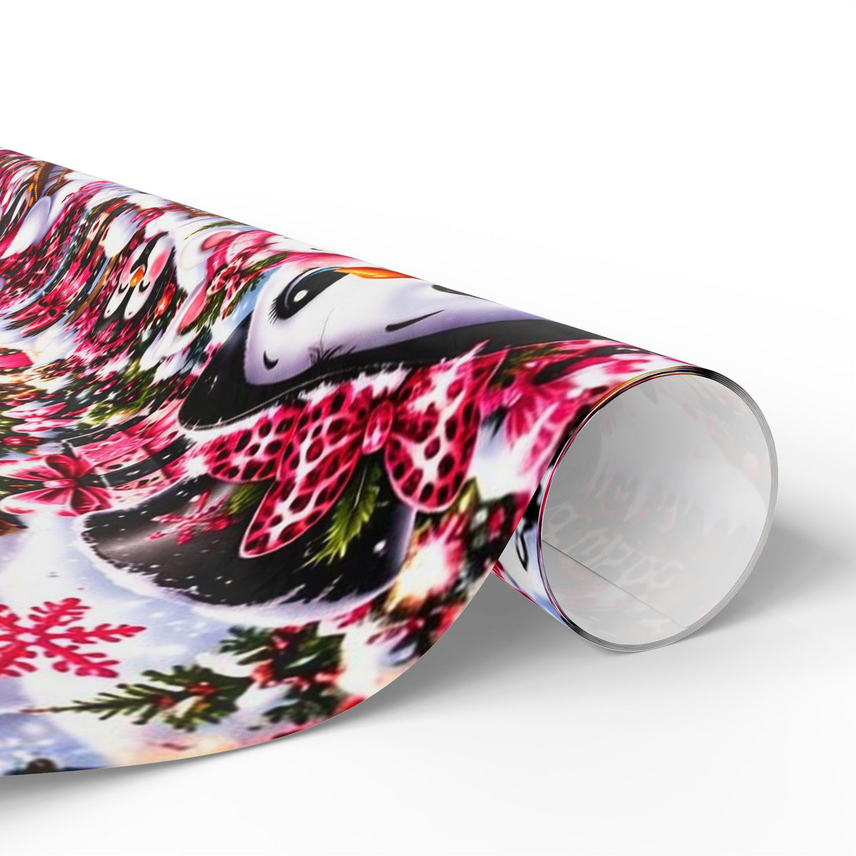 Pink Leopard Snowman Christmas Wrapping Paper – North Pole Magic