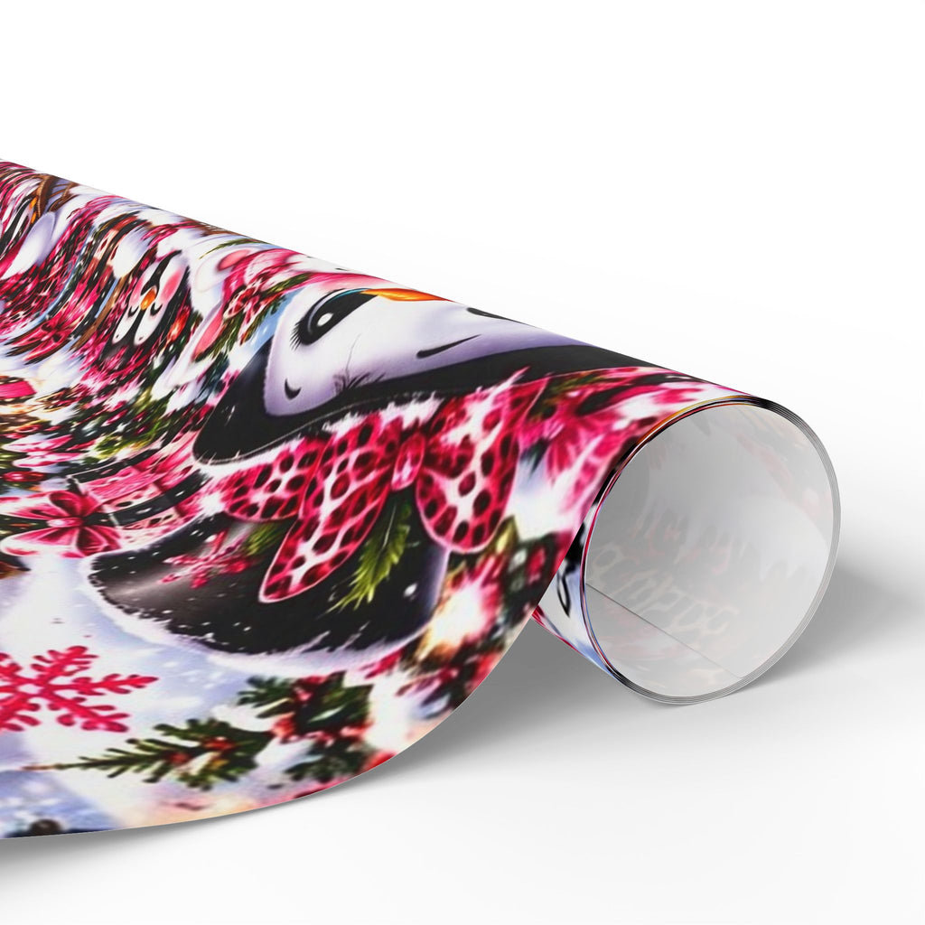 Pink Leopard Snowman Christmas Wrapping Paper – North Pole Magic