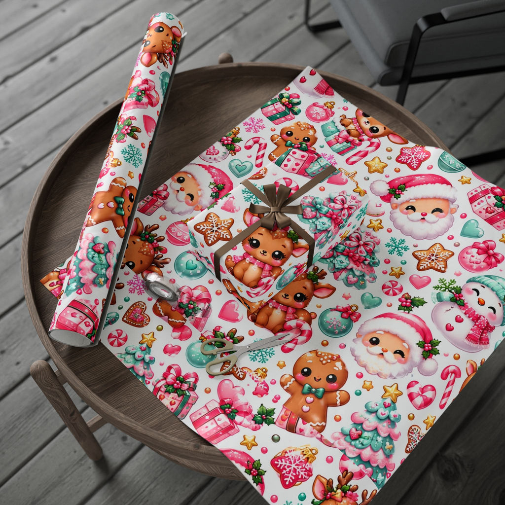 Sweet Christmas Wishes Pink & Mint Wrapping PaperWrapp