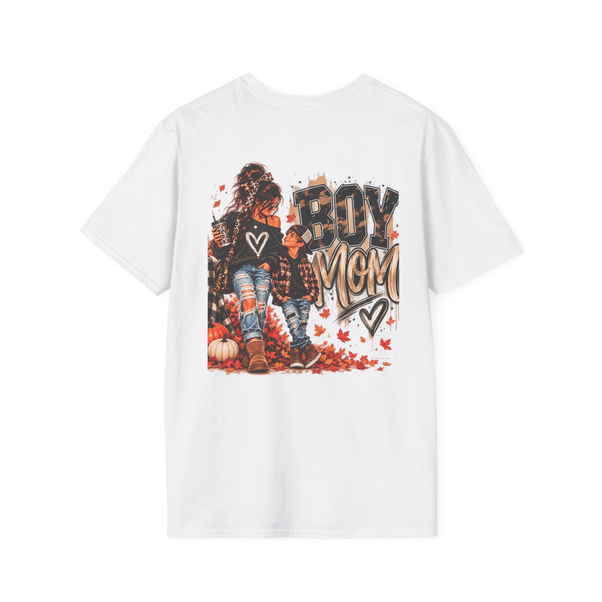 Boy Mom T-Shirt – Autumn Leaves Pumpkin Fall Graphic Tee