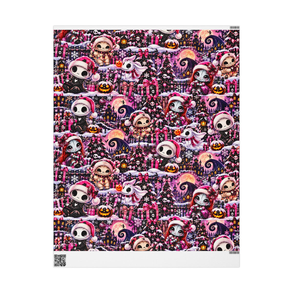 Pink Gothic Christmas Wrapping Paper – Merry & Spooky Holiday Magic