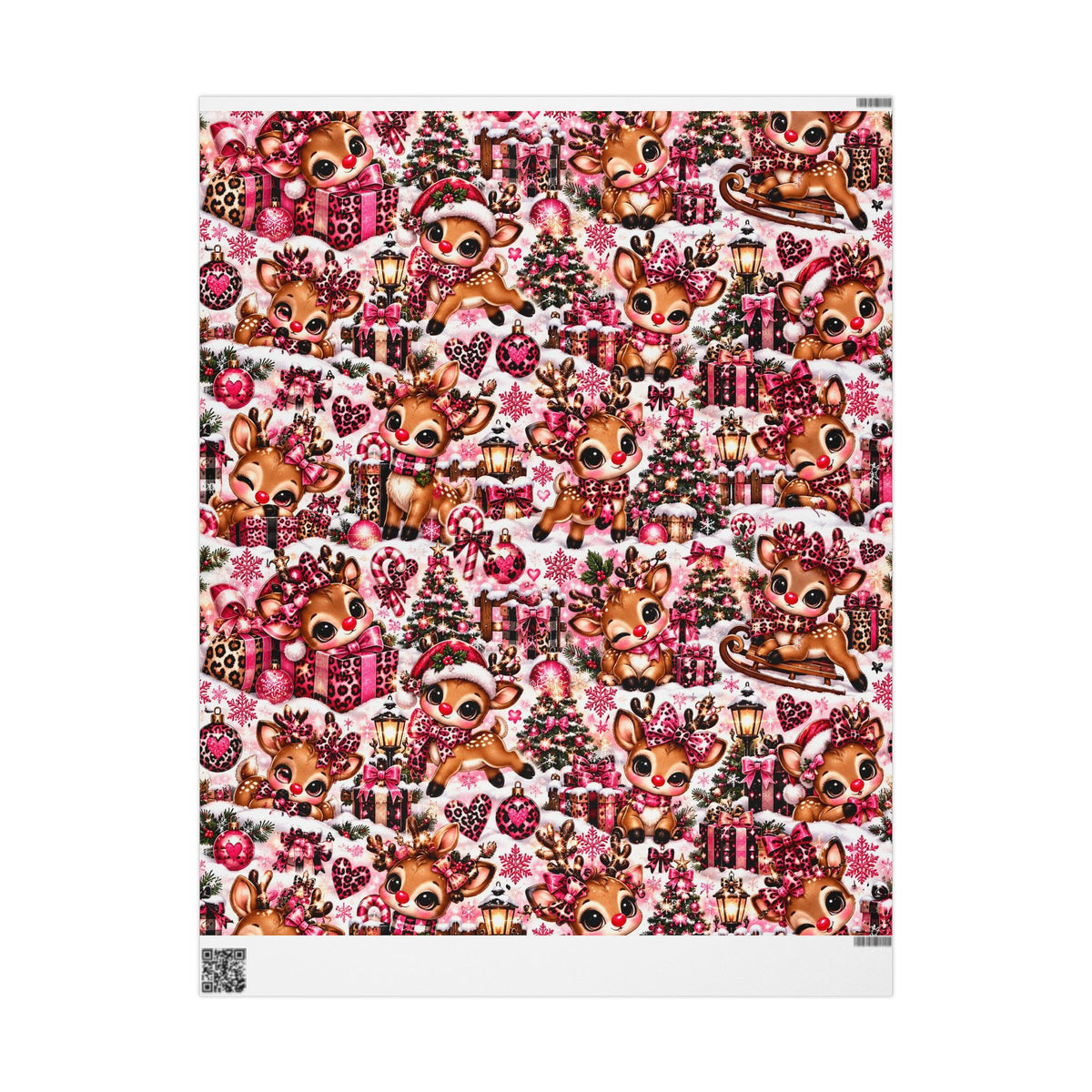 Pink Leopard Reindeer Christmas Wrapping Paper – Rudolph’s Glam Holidays
