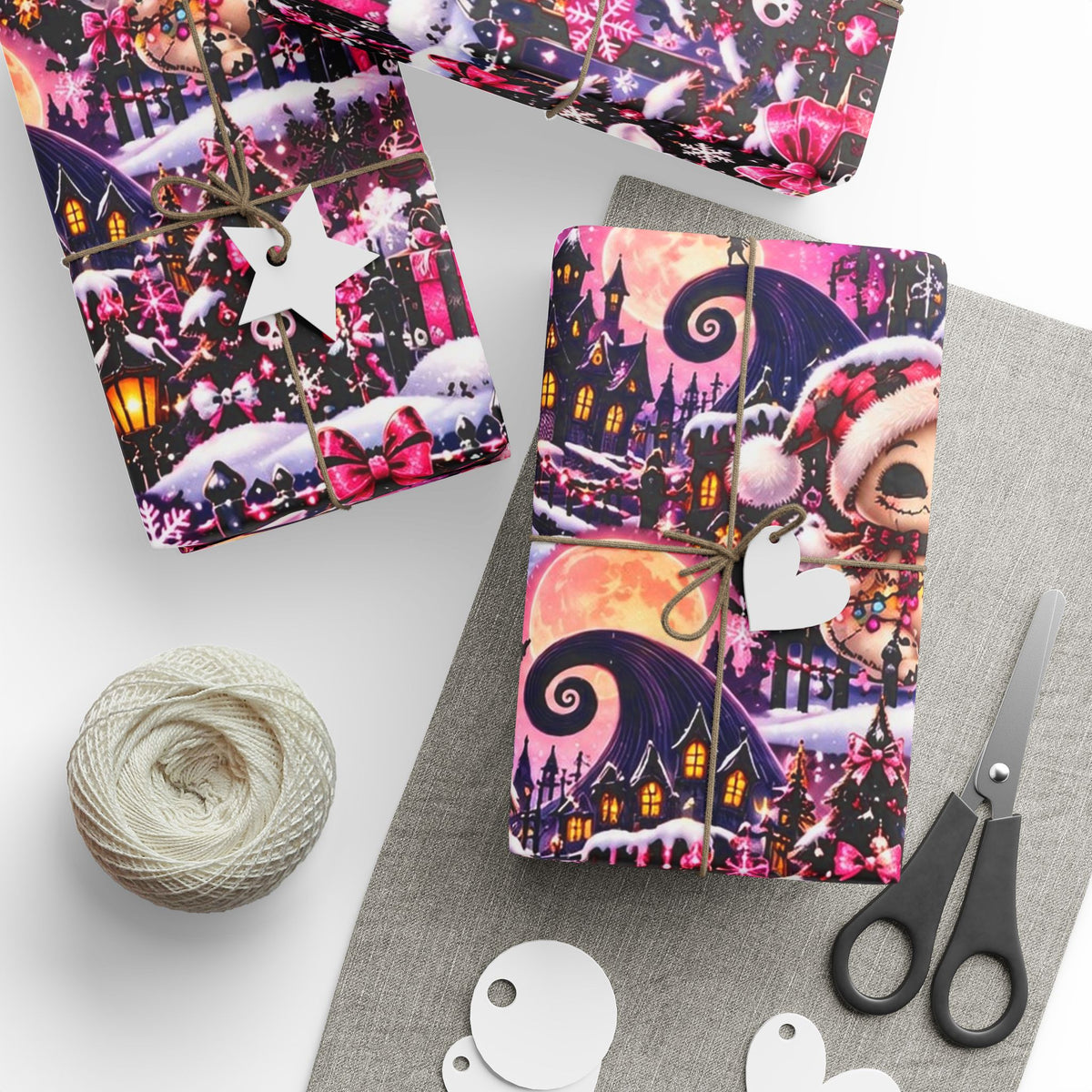 Pink Gothic Christmas Wrapping Paper – Merry & Spooky Holiday Magic