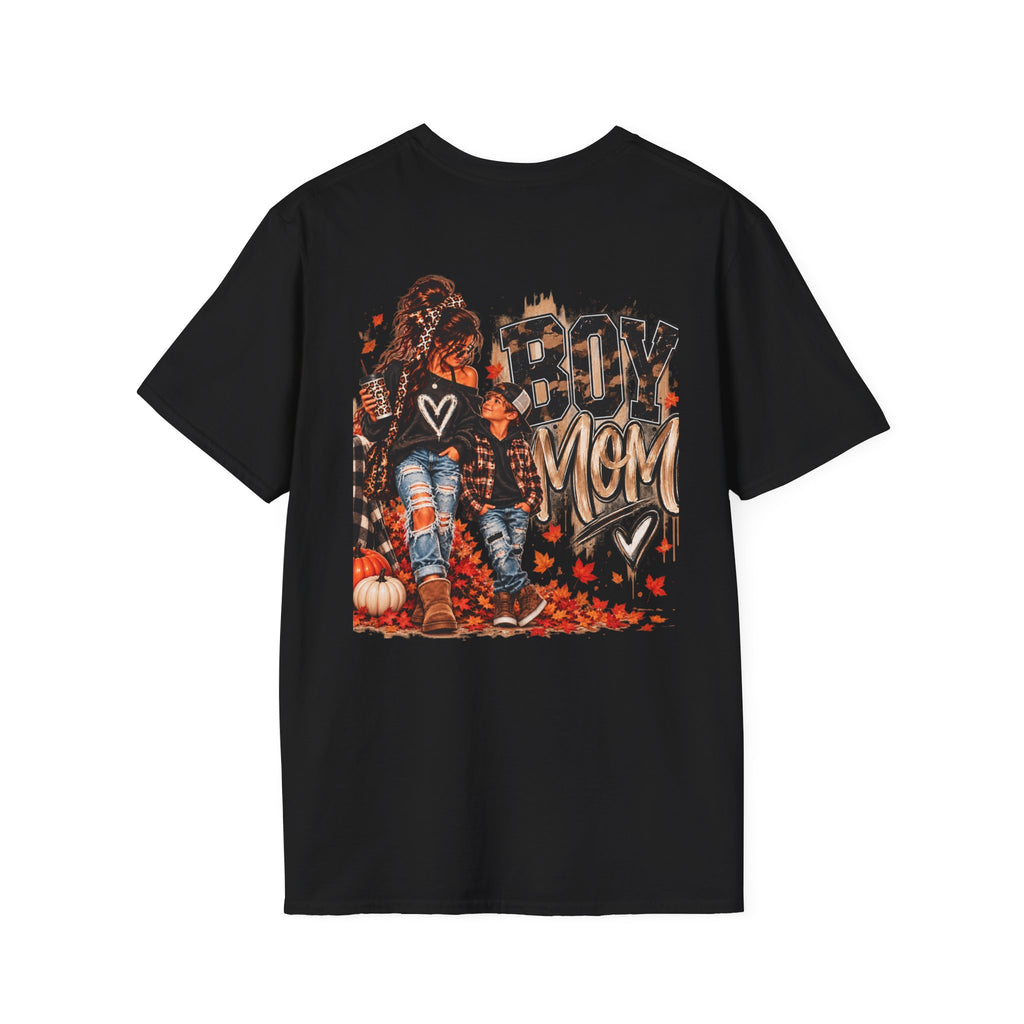 Boy Mom T-Shirt – Autumn Leaves Pumpkin Fall Graphic Tee