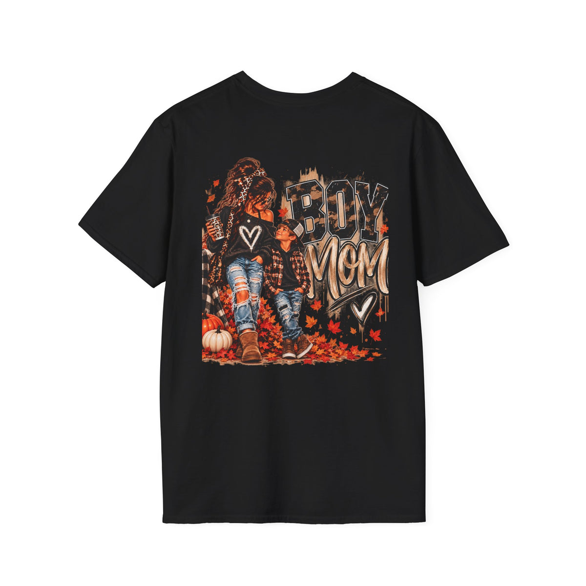 Boy Mom T-Shirt – Autumn Leaves Pumpkin Fall Graphic Tee