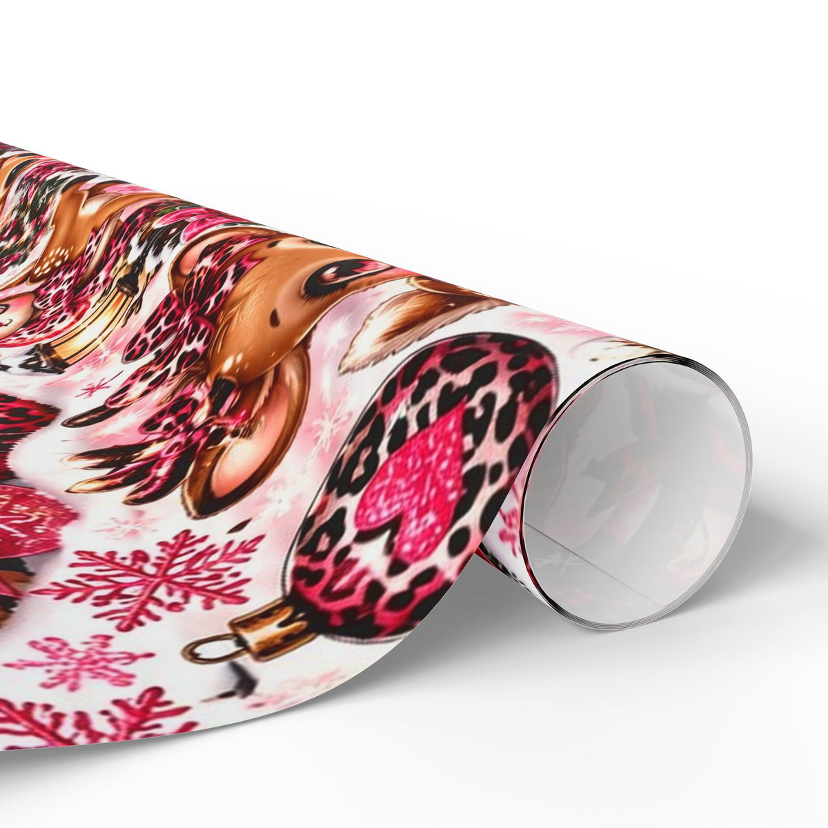 Pink Leopard Reindeer Christmas Wrapping Paper – Rudolph’s Glam Holidays