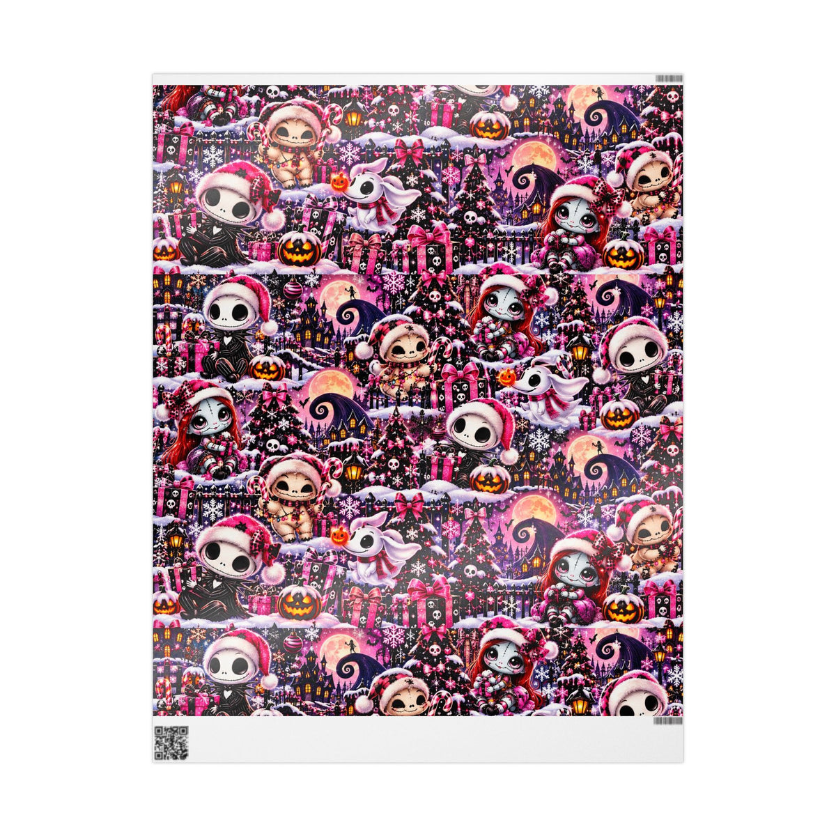 Pink Gothic Christmas Wrapping Paper – Merry & Spooky Holiday Magic